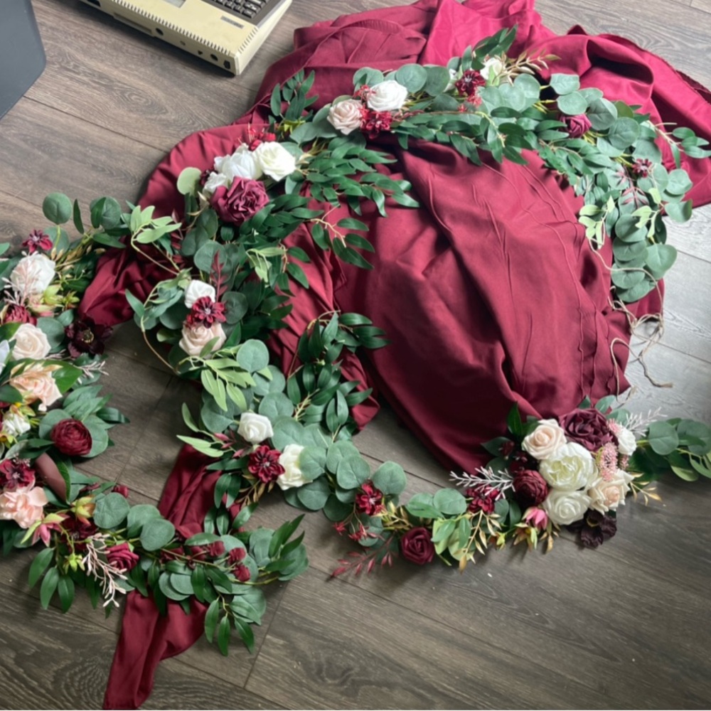 Elegant Burgundy and Green Floral Garland